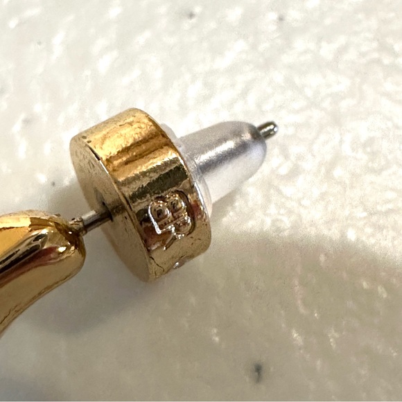 Banana Republic Earrings Gold tone double hoops hammered - Picture 14 of 14